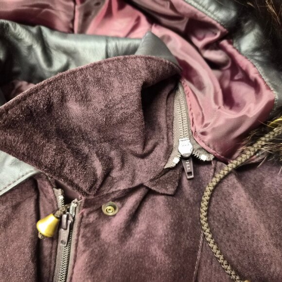 VTG Hide House Collection Eggplant Suede Parka Coat XS (Fits M) Canada NWT Y2K - Picture 7 of 14